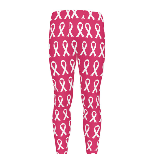 White And Pink Breast Cancer Print Men's leggings