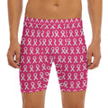 White And Pink Breast Cancer Print Men's Long Boxer Briefs
