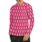 White And Pink Breast Cancer Print Men's Long Sleeve Rash Guard