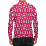 White And Pink Breast Cancer Print Men's Long Sleeve Rash Guard