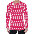 White And Pink Breast Cancer Print Men's Long Sleeve T-Shirt