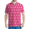 White And Pink Breast Cancer Print Men's Polo Shirt