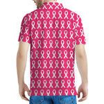 White And Pink Breast Cancer Print Men's Polo Shirt