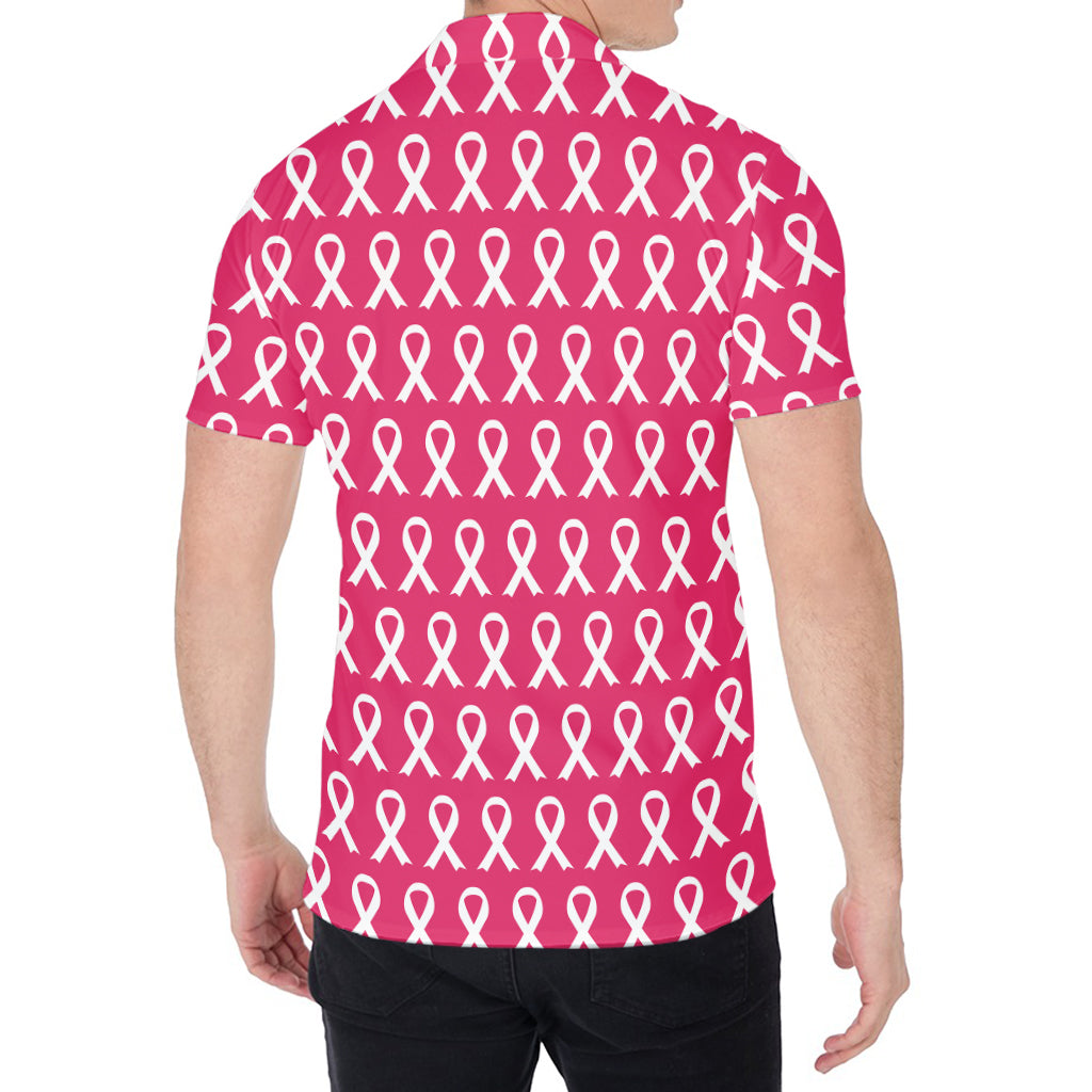 White And Pink Breast Cancer Print Men's Shirt
