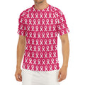 White And Pink Breast Cancer Print Men's Short Sleeve Rash Guard