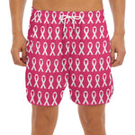 White And Pink Breast Cancer Print Men's Split Running Shorts
