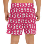 White And Pink Breast Cancer Print Men's Split Running Shorts