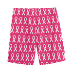 White And Pink Breast Cancer Print Men's Sports Shorts