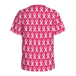 White And Pink Breast Cancer Print Men's Sports T-Shirt