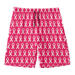 White And Pink Breast Cancer Print Men's Swim Trunks