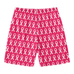 White And Pink Breast Cancer Print Men's Swim Trunks