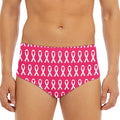 White And Pink Breast Cancer Print Men's Triangle Swim Briefs