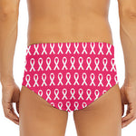 White And Pink Breast Cancer Print Men's Triangle Swim Briefs