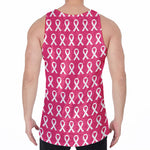White And Pink Breast Cancer Print Men's Velvet Tank Top