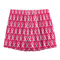 White And Pink Breast Cancer Print Mesh Shorts
