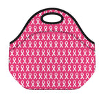 White And Pink Breast Cancer Print Neoprene Lunch Bag
