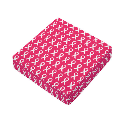 White And Pink Breast Cancer Print Outdoor Seat Cushion Cover