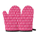 White And Pink Breast Cancer Print Oven Mitts