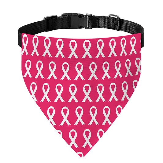 White And Pink Breast Cancer Print Over The Collar Dog Bandana