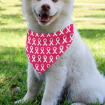 White And Pink Breast Cancer Print Over The Collar Dog Bandana