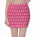 White And Pink Breast Cancer Print Pencil Mini Skirt