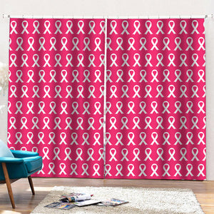 White And Pink Breast Cancer Print Pencil Pleat Curtains