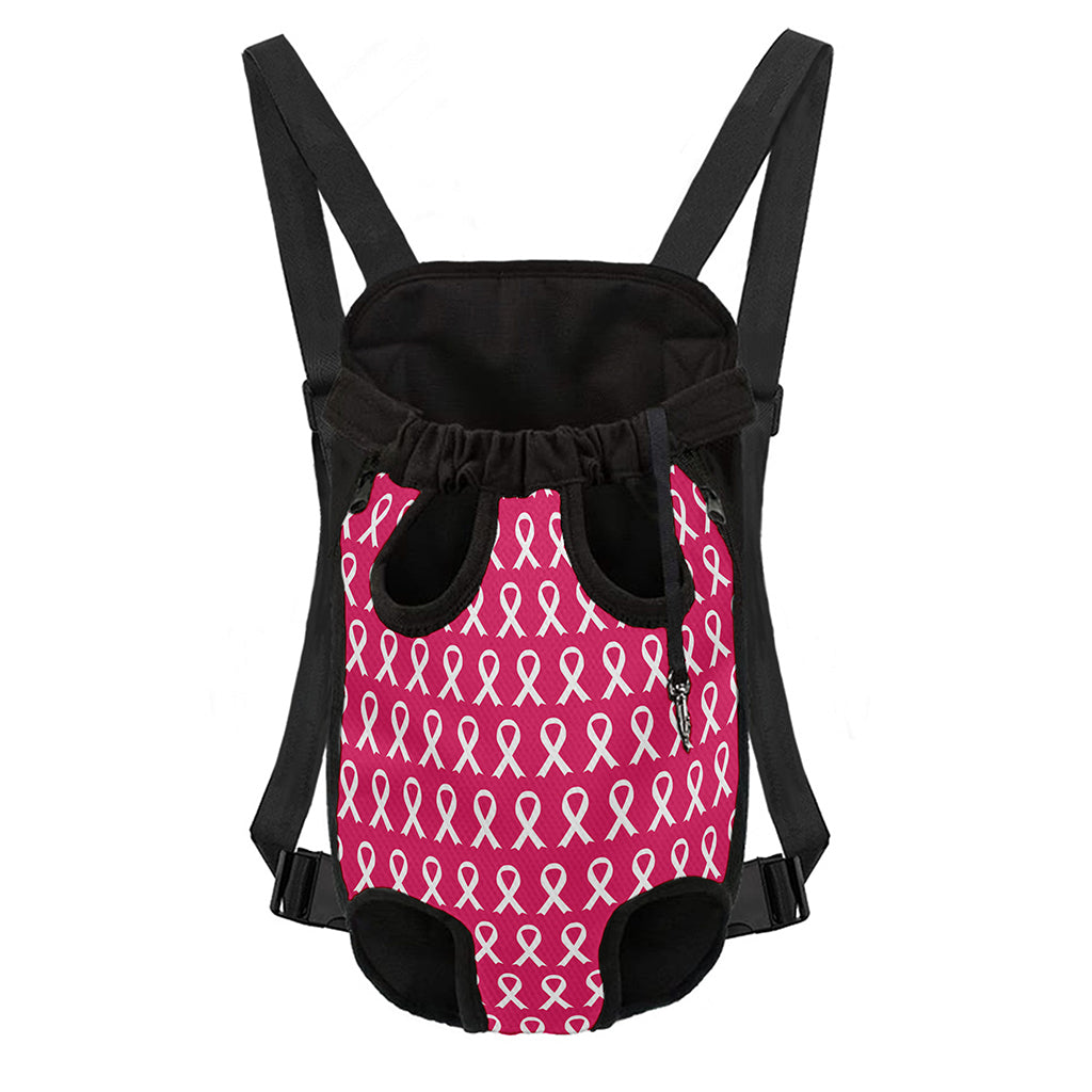 White And Pink Breast Cancer Print Pet Carrier Backpack