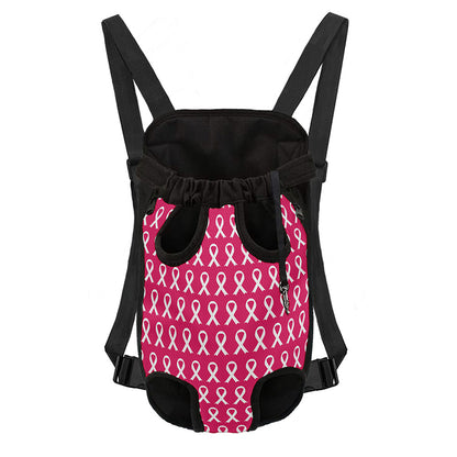White And Pink Breast Cancer Print Pet Carrier Backpack