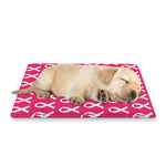 White And Pink Breast Cancer Print Pet Cooling Mat Cover