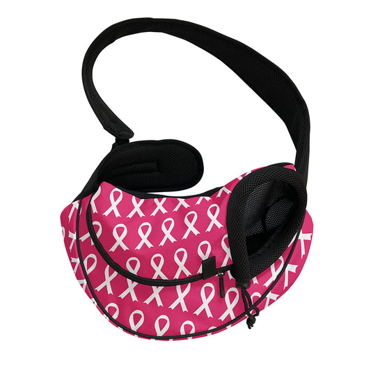 White And Pink Breast Cancer Print Pet Sling Carrier