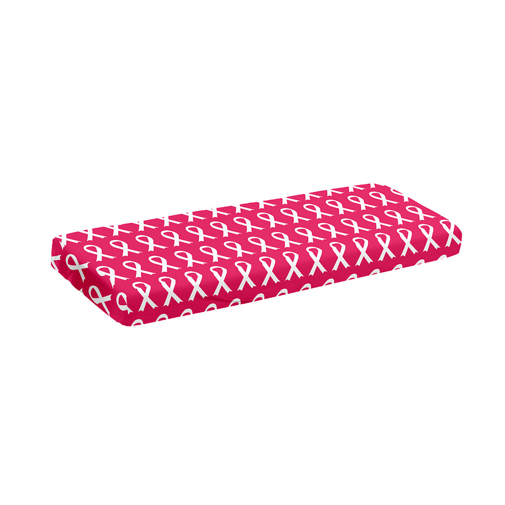 White And Pink Breast Cancer Print Piano Keyboard Cover