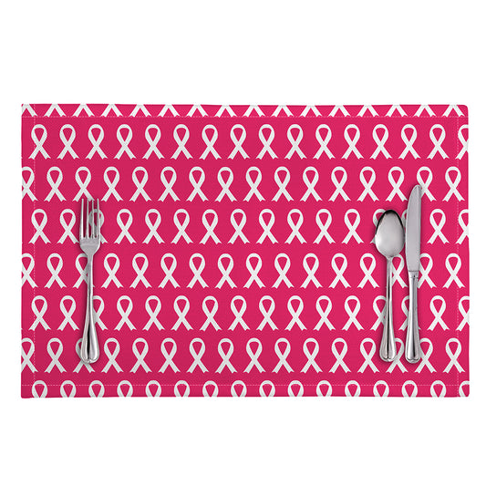 White And Pink Breast Cancer Print Placemat
