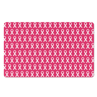 White And Pink Breast Cancer Print Polyester Doormat