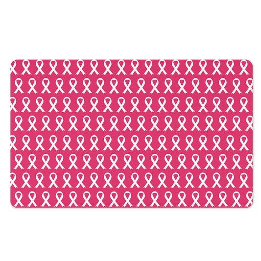 White And Pink Breast Cancer Print Polyester Doormat