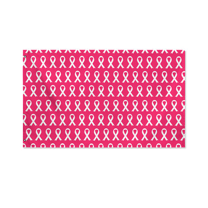 White And Pink Breast Cancer Print Polyester Flag