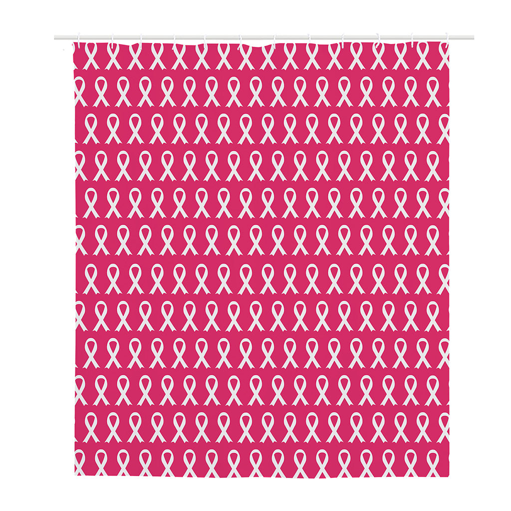 White And Pink Breast Cancer Print Polyester Shower Curtain