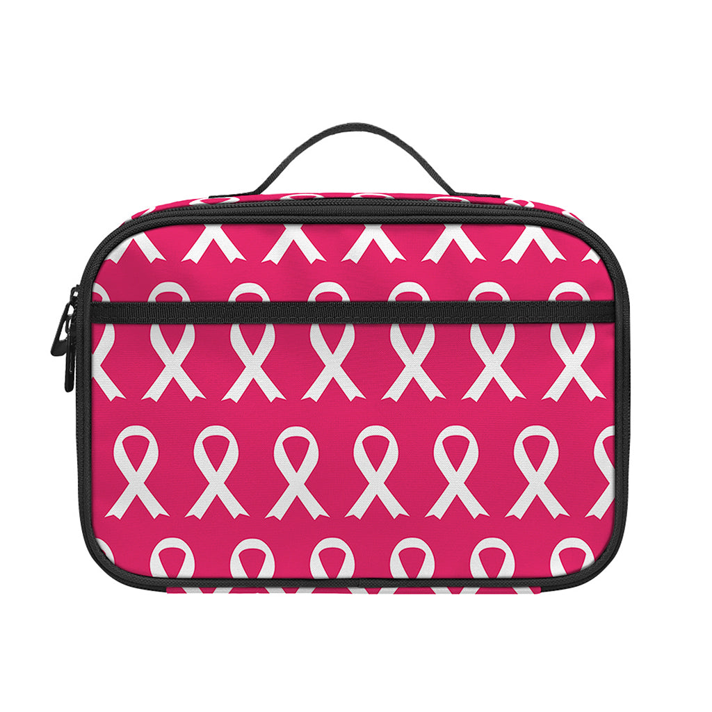 White And Pink Breast Cancer Print Portable Lunch Bag