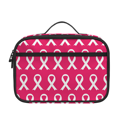 White And Pink Breast Cancer Print Portable Lunch Bag