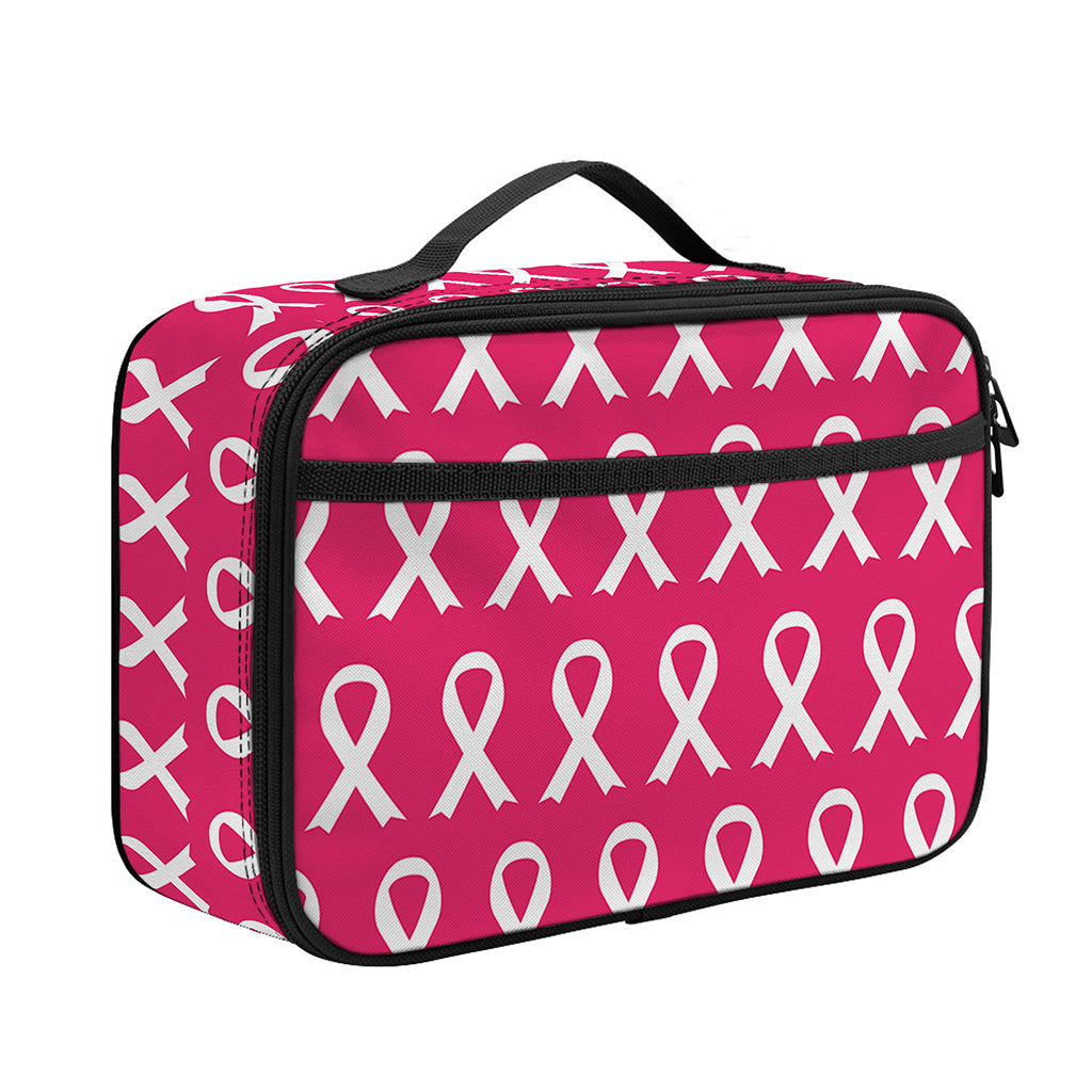White And Pink Breast Cancer Print Portable Lunch Bag