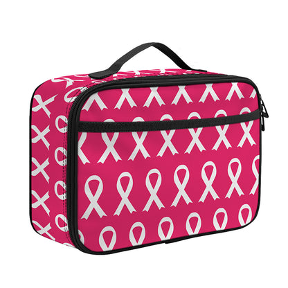 White And Pink Breast Cancer Print Portable Lunch Bag