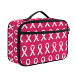 White And Pink Breast Cancer Print Portable Lunch Bag