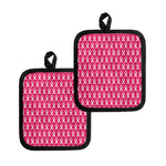 White And Pink Breast Cancer Print Pot Holders