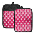 White And Pink Breast Cancer Print Pot Holders With Pocket