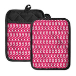 White And Pink Breast Cancer Print Pot Holders With Pocket