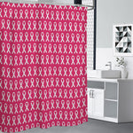 White And Pink Breast Cancer Print Premium Shower Curtain