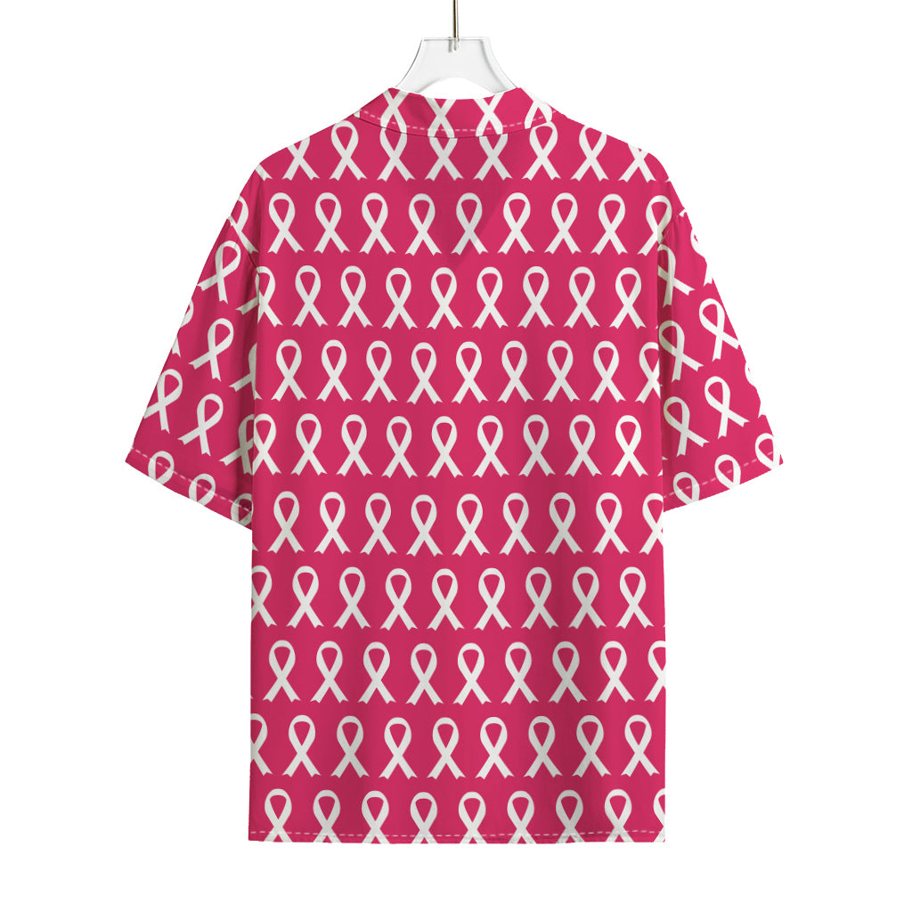 White And Pink Breast Cancer Print Rayon Hawaiian Shirt