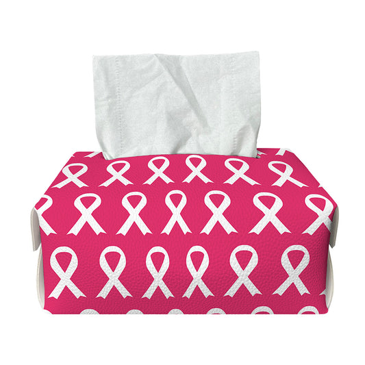 White And Pink Breast Cancer Print Rectangle Tissue Box Cover
