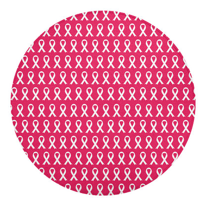 White And Pink Breast Cancer Print Round Blanket