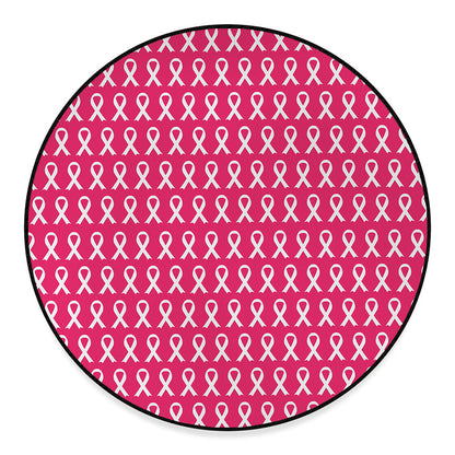 White And Pink Breast Cancer Print Round Floor Mat