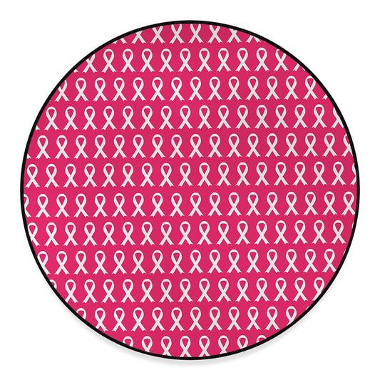 White And Pink Breast Cancer Print Round Floor Mat